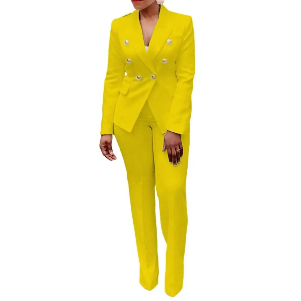Women's Double Breasted Blazer Pants Suit
