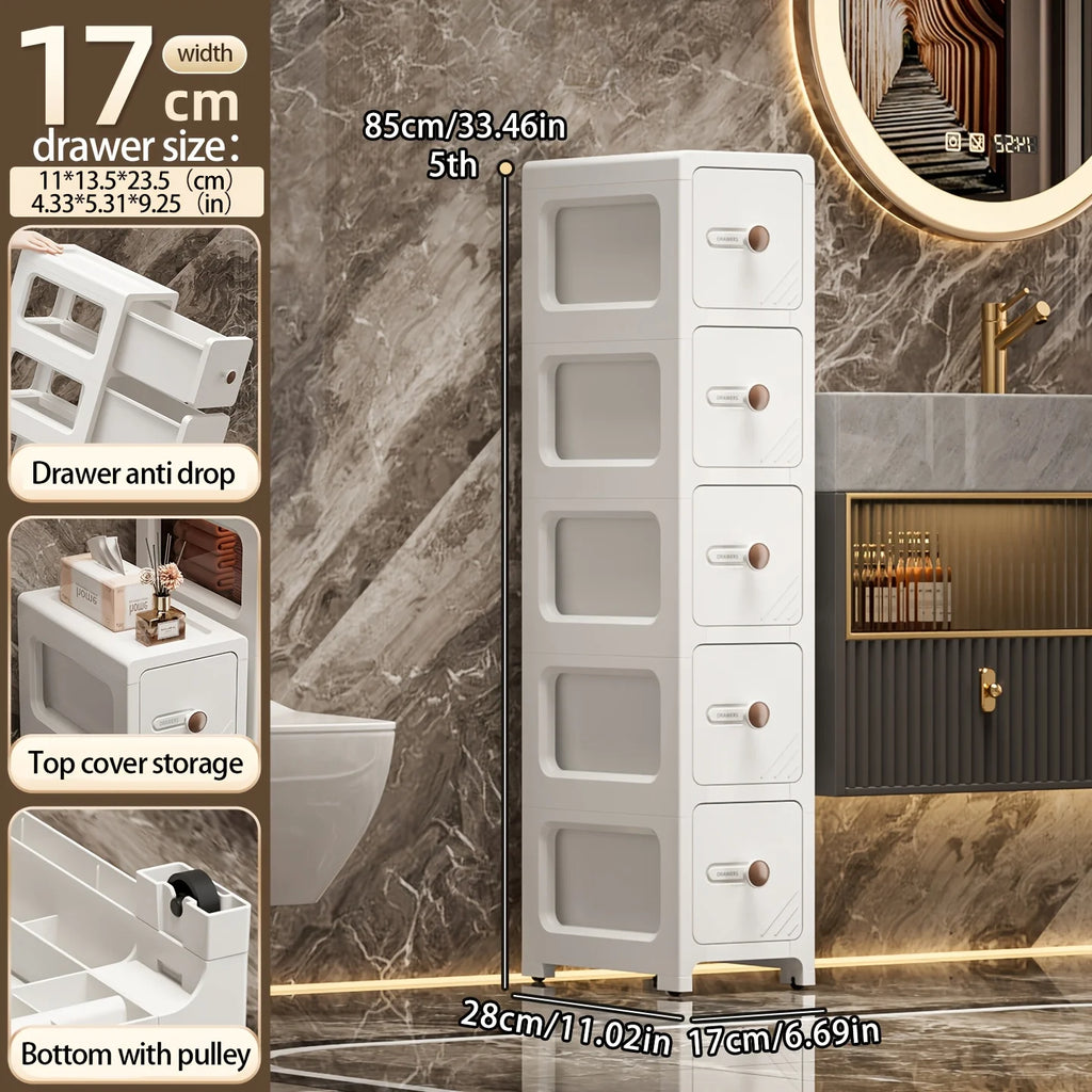 Narrow Space Storage Cabinet with Drawers for Kitchen and Bathroom