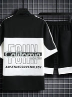 Men's Casual Printed Short Sleeve T-Shirt and Shorts Two Piece Set