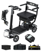 4 Wheel Folding Electric Mobility Scooter with Dual Baskets
