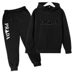 Kids' Pattern Hooded Sweatshirt Pants Two-Piece Set