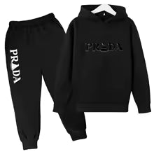 Kids' Pattern Hooded Sweatshirt Pants Two-Piece Set