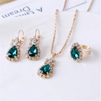 Women's Fashion Elegant Double Heart Necklace Earrings Bracelet Jewelry Set
