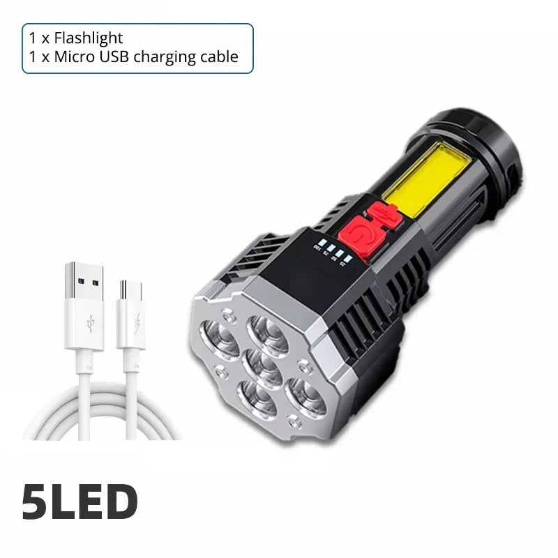 Rechargeable LED Flashlight with COB Side Light