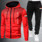 Men's Casual Zip Hooded Sweatshirt and Drawstring Pants Set