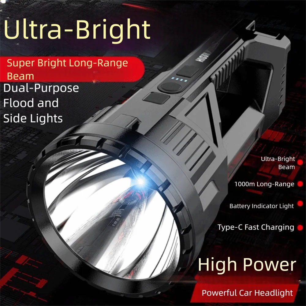 Rechargeable LED Flashlight and Waterproof Outdoor Searchlight