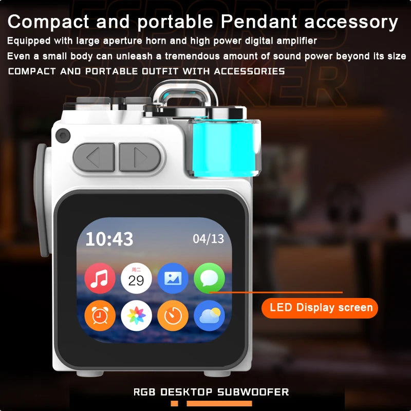 Smart Display Bluetooth 5.4 Portable Speaker with Subwoofer DK08