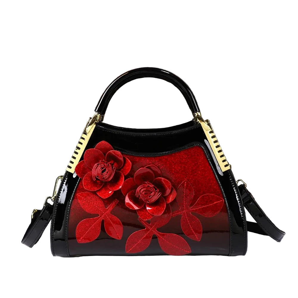 Women's Rhinestone Floral Dumpling Tote Bag