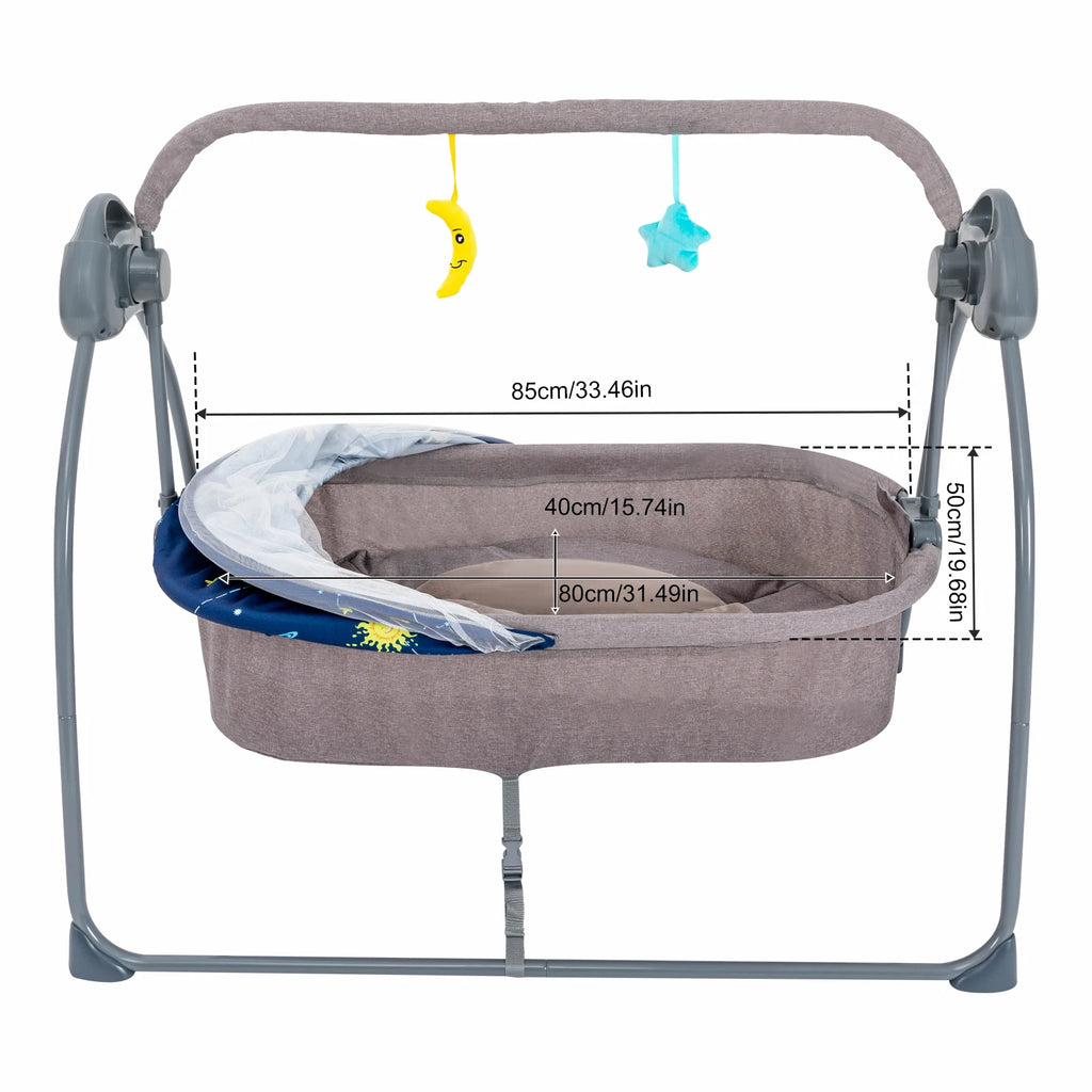 Foldable Baby Cradle Swing and Electric Rocking Bassinet