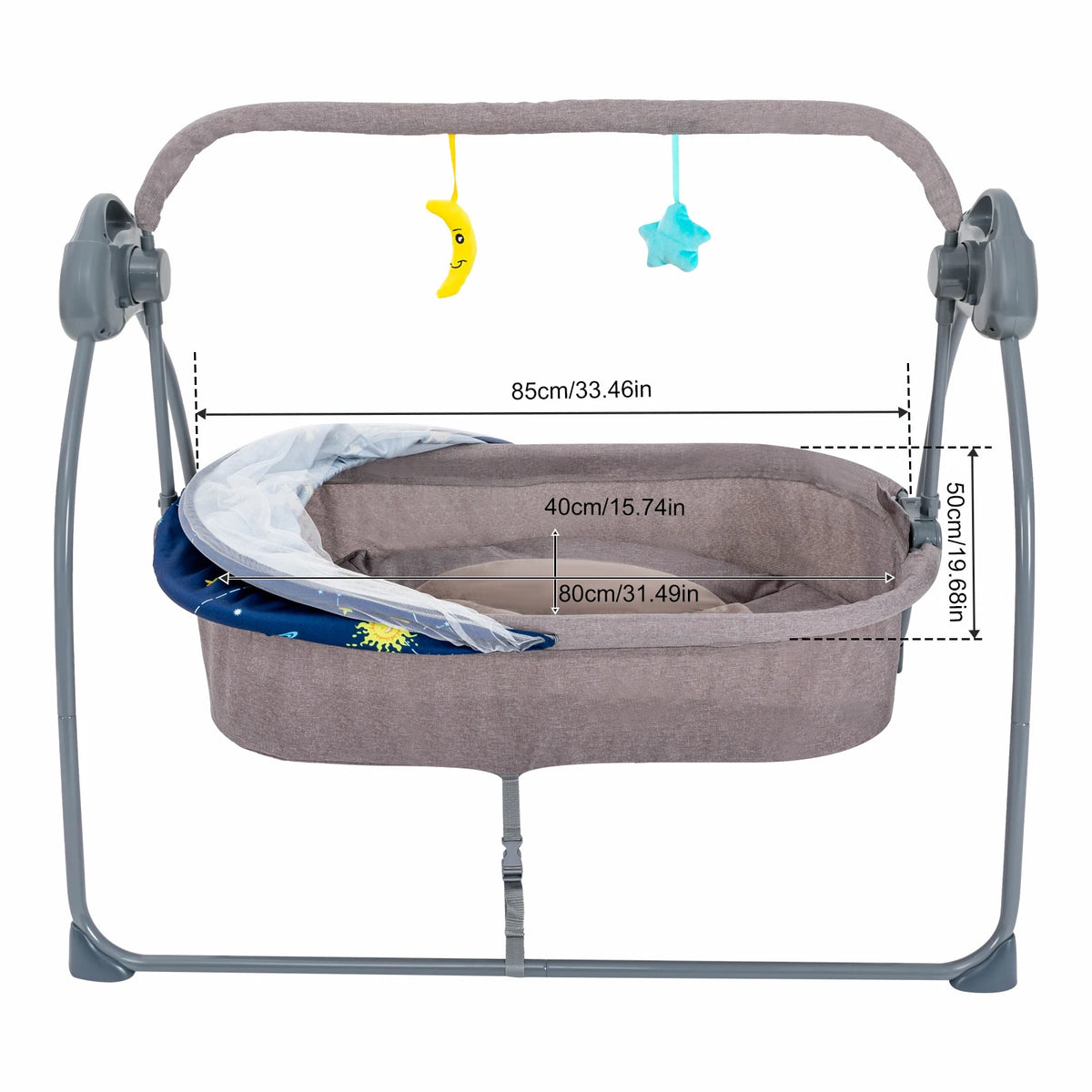 Foldable Baby Cradle Swing and Electric Rocking Bassinet