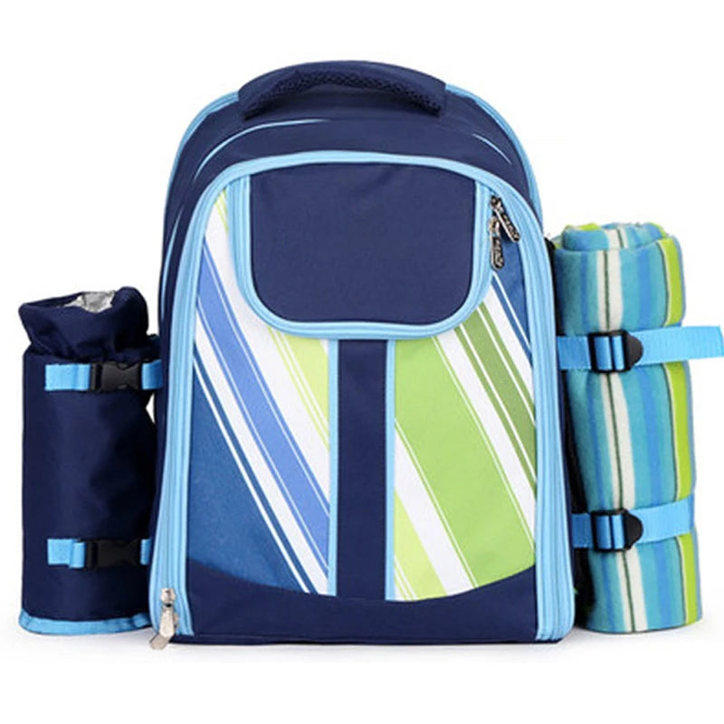 Insulated 4-Person Picnic Backpack with Cooler Compartment