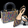 Women's Pointed Toe Rhinestone Heels and Handbag Set
