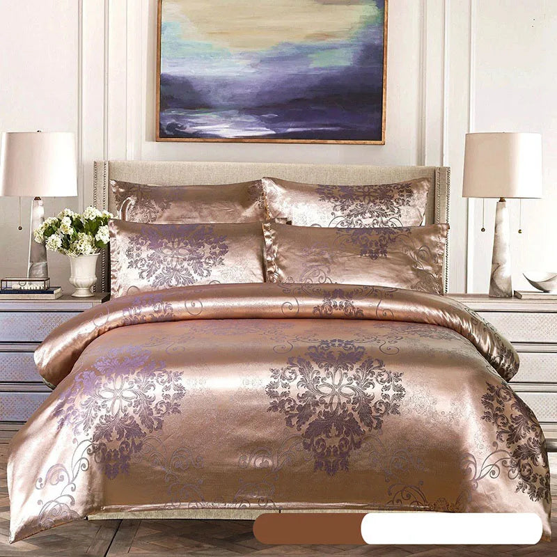 European Satin Jacquard Duvet Cover and Smooth Bedding Set
