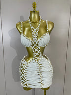 Women's Fashion Halter Neck Hollow Backless Mini Party Dress