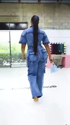 Women's Short Sleeve Denim Cargo Jumpsuit
