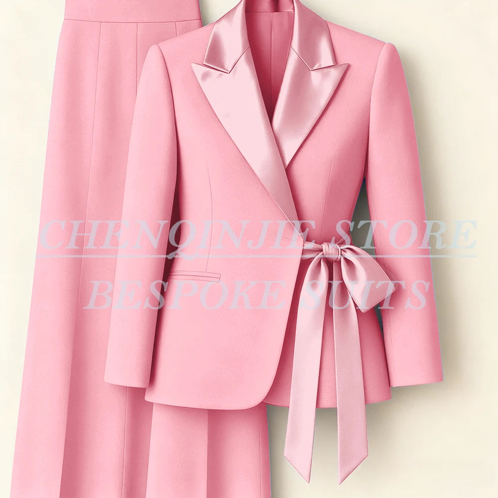 Women's Tailored Blazer Wide Leg Pants Suit