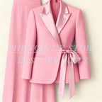 Women's Tailored Blazer Wide Leg Pants Suit