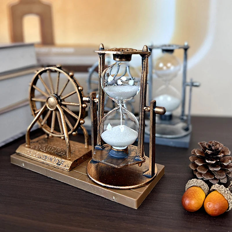Retro Ferris Wheel Quicksand Hourglass Figurine and Desktop Tabletop Ornament