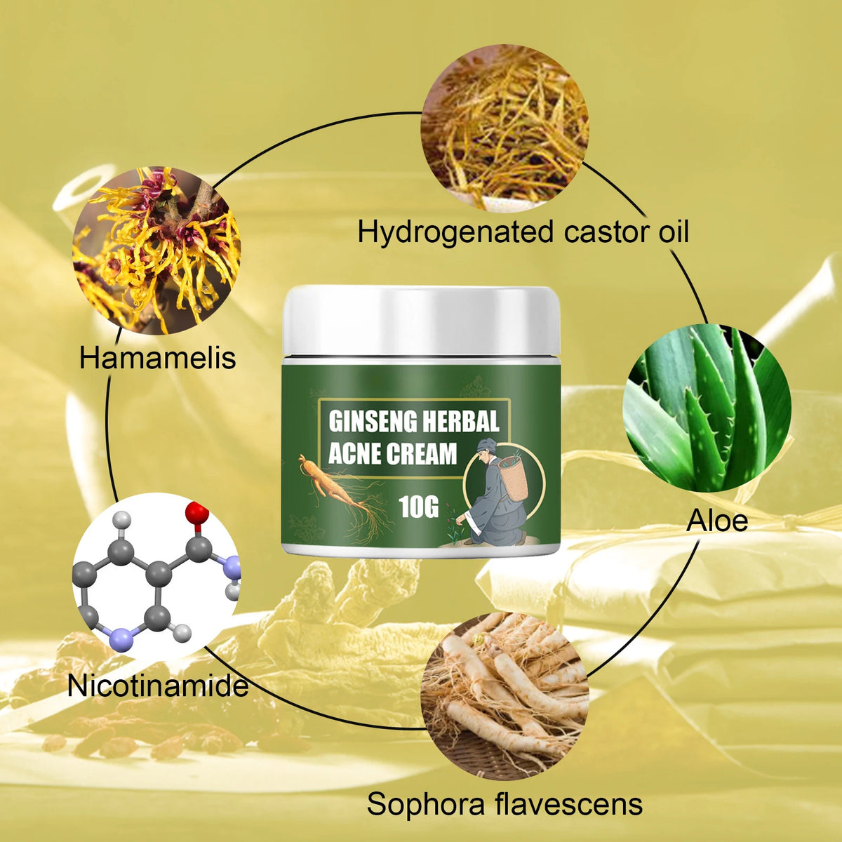 Unisex Ginseng & Herbal Oil Control Moisturizing Face Cream 1.8 oz