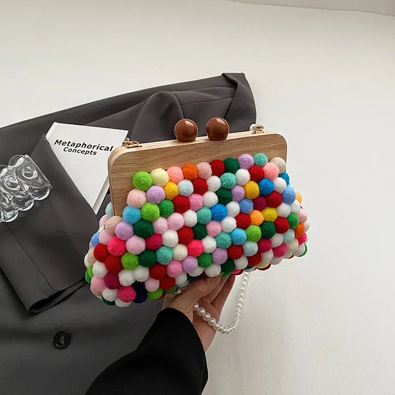 Women's Candy Color Pearl Shell Crossbody Handbag