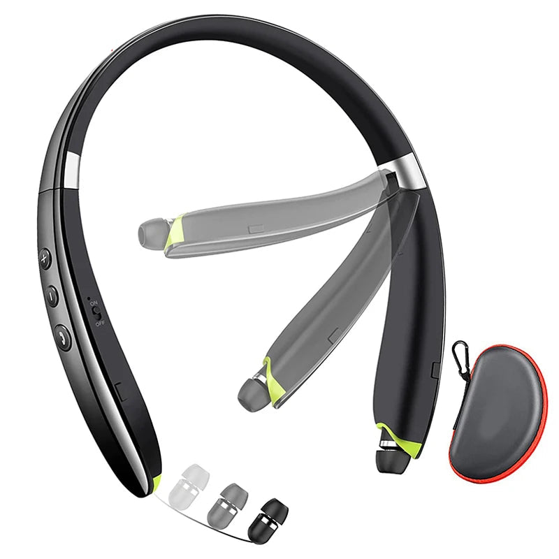 Foldable Bluetooth Neckband Headset and Retractable Wireless Headphones
