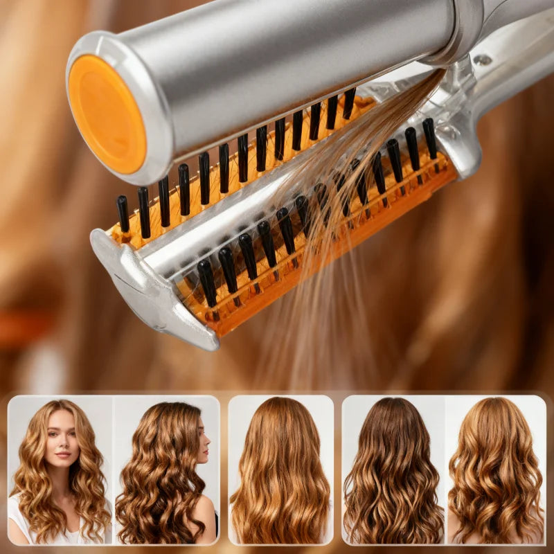 2-in-1 Rotating Hair Curler and Straightener Brush 001