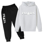 Kids' Pattern Hooded Sweatshirt Pants Two-Piece Set