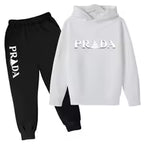 Kids' Pattern Hooded Sweatshirt Pants Two-Piece Set