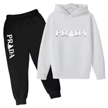 Kids' Pattern Hooded Sweatshirt Pants Two-Piece Set