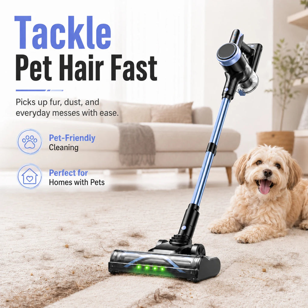 Cordless Stick Vacuum Cleaner with Anti-Tangle Brush 500W