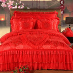 Luxury Princess Jacquard Duvet Cover and Lace Bedding Set