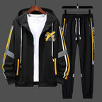 Men's Casual Printed Zip Up Cardigan and Pants Tracksuit Set