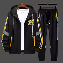Men's Casual Printed Zip Up Cardigan and Pants Tracksuit Set