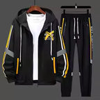 Men's Casual Printed Zip Up Cardigan and Pants Tracksuit Set