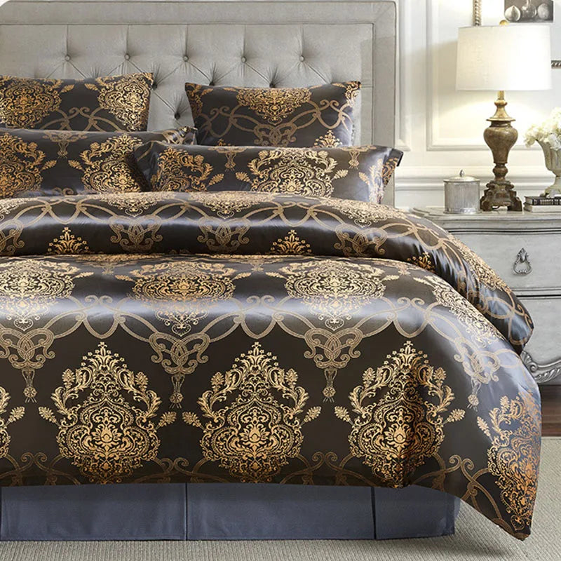 European Satin Jacquard Duvet Cover and Smooth Bedding Set