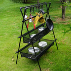 Folding Aluminum Camping Triangle Shelf with Hanging Hooks