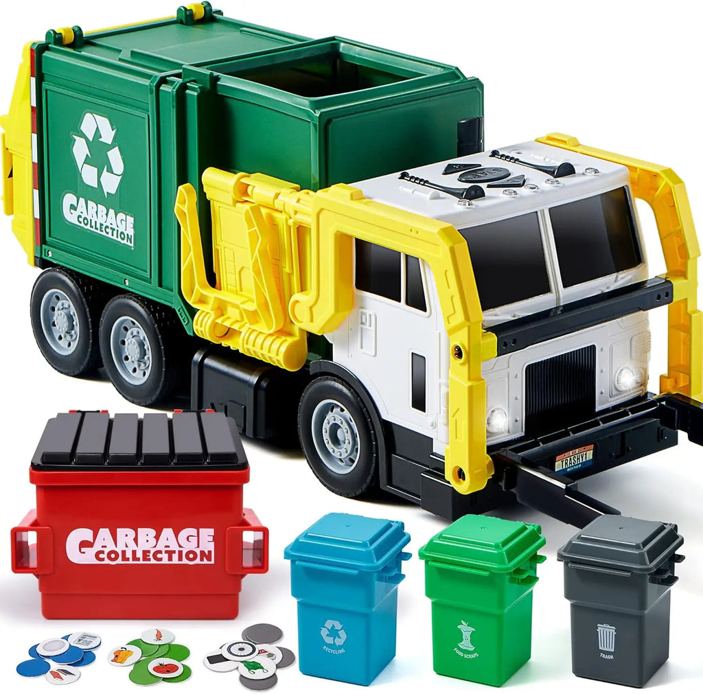 Kids Friction Powered Large Garbage Truck Toy Set