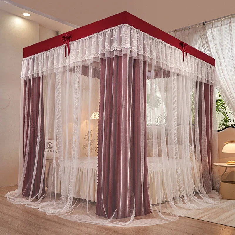 Princess Palace Style Blackout Mosquito Net Bed Canopy with Triple Doors