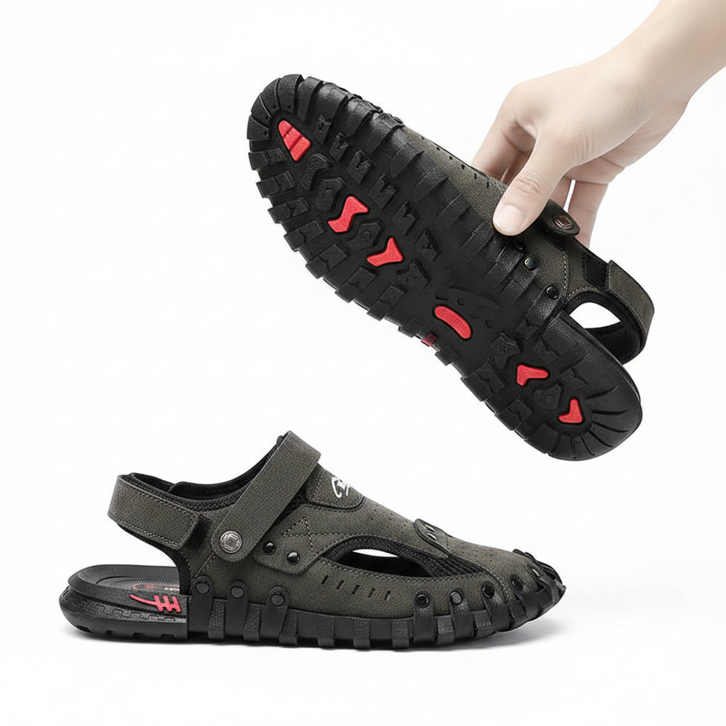 Men's Breathable Cover Toe Beach Sandals Lightweight Non-Slip Summer Slippers