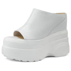 Women's Genuine Leather Wedge Platform Mules