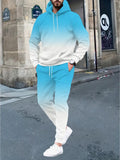 Men's Autumn Gradient 3D Print Hoodie and Sweatpants Tracksuit Set