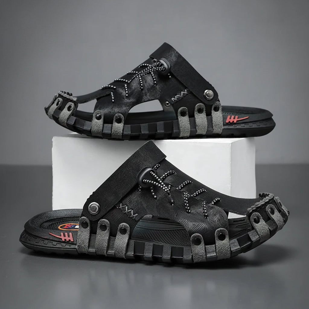 ADMAR Men's Leather Sandals Casual Slip-On Breathable Shoes