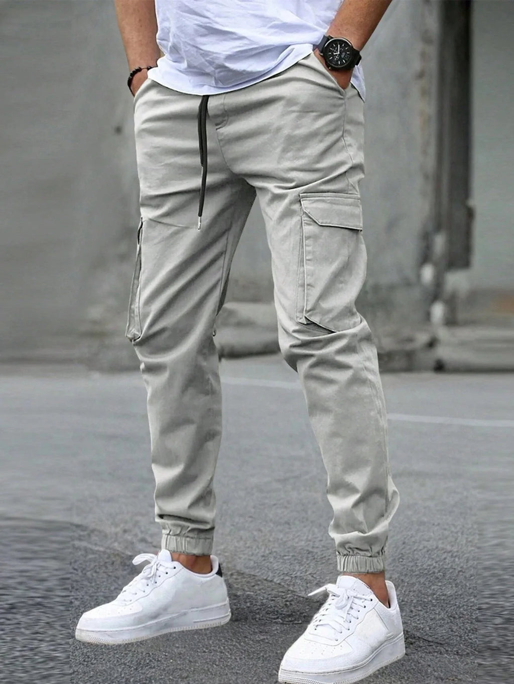 Men's Casual Solid Color Pocket Jogging Pants