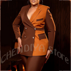Women's Classic Tailored Blazer and Trousers Suit Set