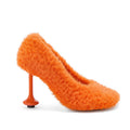 Women's Fuzzy Round Toe Wine Glass High Heel Pumps