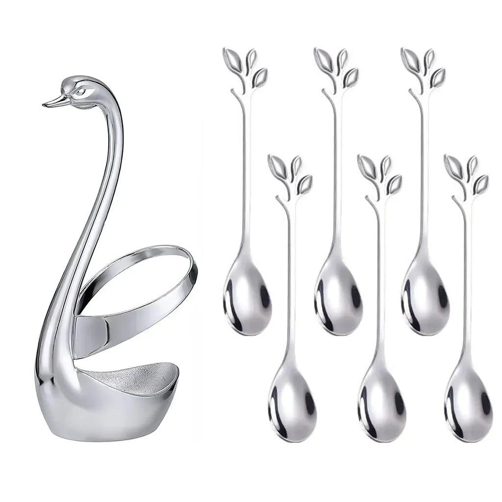 Swan Tableware Holder and Stainless Steel Utensil Stand