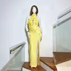 Women's 3D Flower Hollow-Out Backless Bandage Evening Dress 107Q26050602
