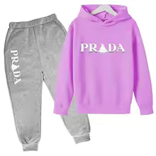 Kids' Pattern Hooded Sweatshirt Pants Two-Piece Set
