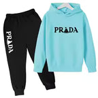 Kids' Pattern Hooded Sweatshirt Pants Two-Piece Set