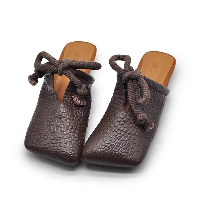 Women's Square Toe Casual Flat Mules